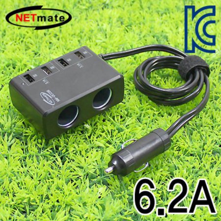  차량용 USB 충전 시거잭(USB 4포트, 2구 시거 소켓) (NM-UCC06)