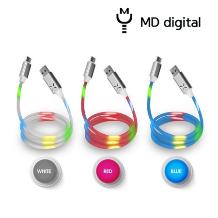 MD 소리반응 LED 고속충전 케이블 5핀 화이트