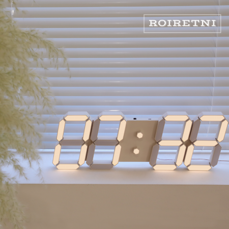 아프리콧크림 LED 벽시계(전선길이 3.3m)