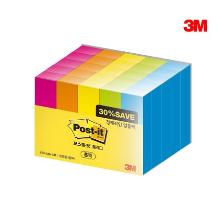 3M 포스트잇 플래그 670-5AN-5 알뜰팩