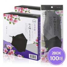 웰즈 무궁화 마스크 KF94 블랙 3D마스크 100매 100% 국산원부자재 국내생산