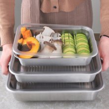 야채 소분용기 스텐바트 3종세트 냉장고 냉동실 고기레스팅 김밥재료보관
