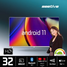 81cm(32) 안드로이드 11 화이트 스마트 HD TV 택배(자가설치)