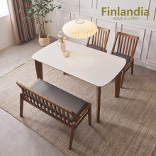 핀란디아 데이지 세라믹 4인 식탁세트(의자2+벤치1)