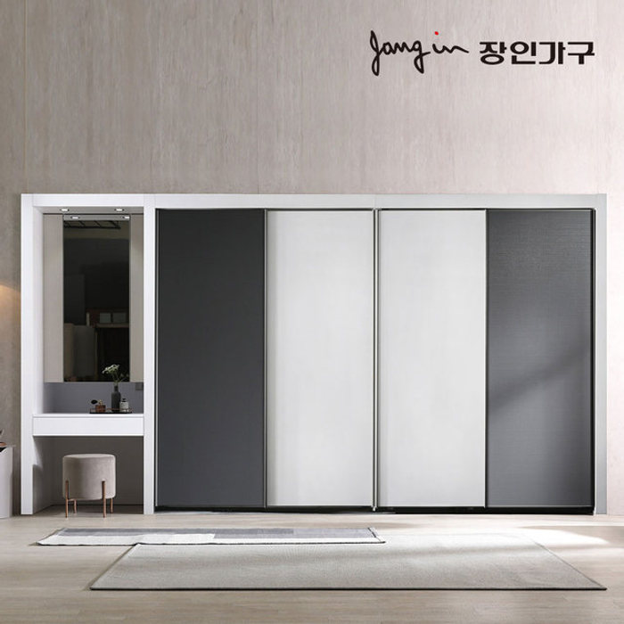 장인가구 비밀특가 단테 모던 화장대 파우더 슬라이딩 붙박이장 300cm