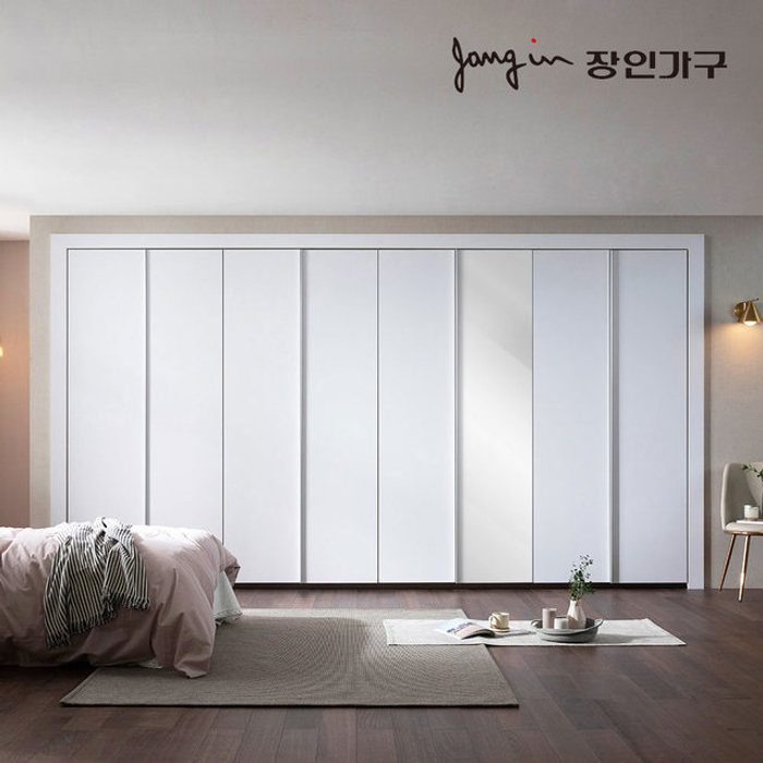 장인가구 비밀특가 파인 매트 여닫이 미러도어 붙박이장 5CM