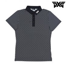 [해외직구] PXG 남성 골프웨어 애슬래틱 핏 크로스 폴로 카라 반팔 티셔츠 블랙