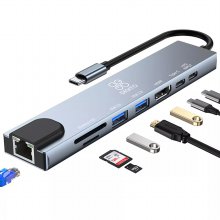 8in1 USB C타입 멀티포트 랜포트 허브 HDMI 4K 노트북 맥북
