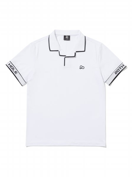 에리 소매 YOKO 로고 반팔 티셔츠 [WHITE]