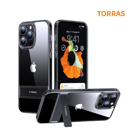 토라스 UPRO 킥스탠드 투명 아이폰 14 PRO MAX 케이스 블랙