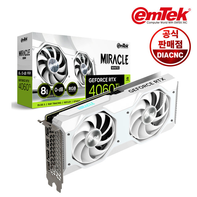 이엠텍 지포스 RTX 4060 Ti MIRACLE WHITE D6 8GB