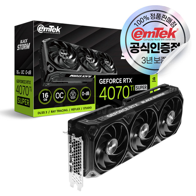 이엠텍 지포스 RTX 4070 Ti SUPER BLACK STORM OC D6X 16GB [오늘출발/안전포장]