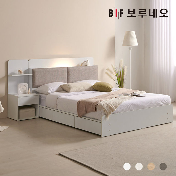보루네오 BIF 미오Po LED 3서랍 수납 호텔침대 프레임 협탁1 Q