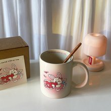 핑크레빗 카페 머그컵(350ml) 토끼 머그컵 레트로컵