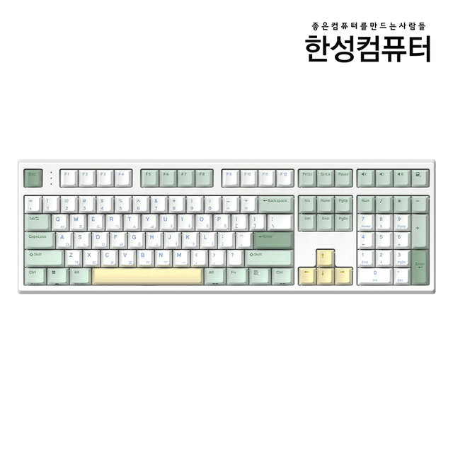 한성컴퓨터 GK787SE OfficeMaster 기계식 뽀송 [말차 크림 38g] 풀배열 저소음 윤활 사무용 키보드