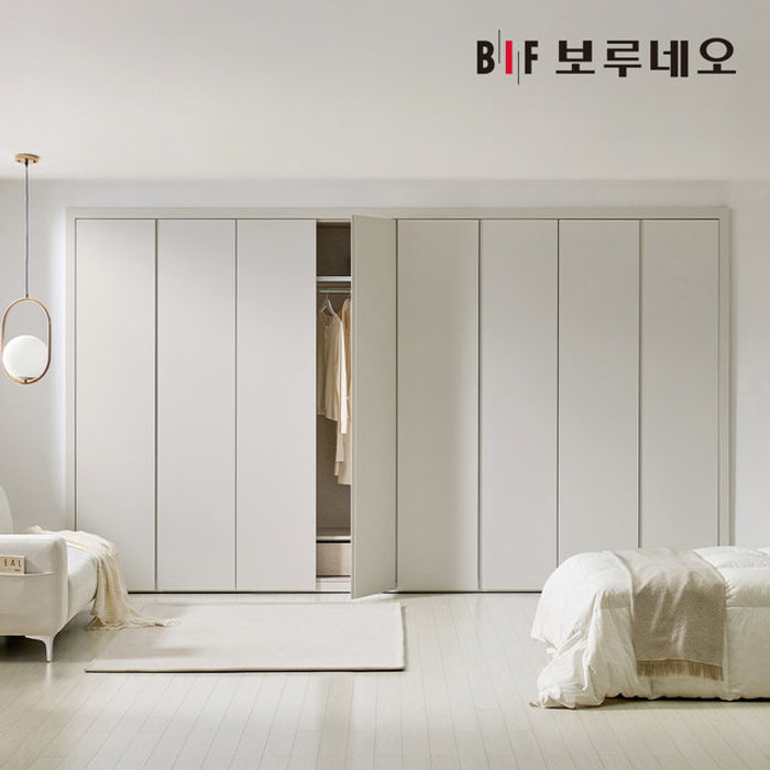 보루네오 E0 히든그루브 여닫이 붙박이장 390cm 매립형 손잡이 13자