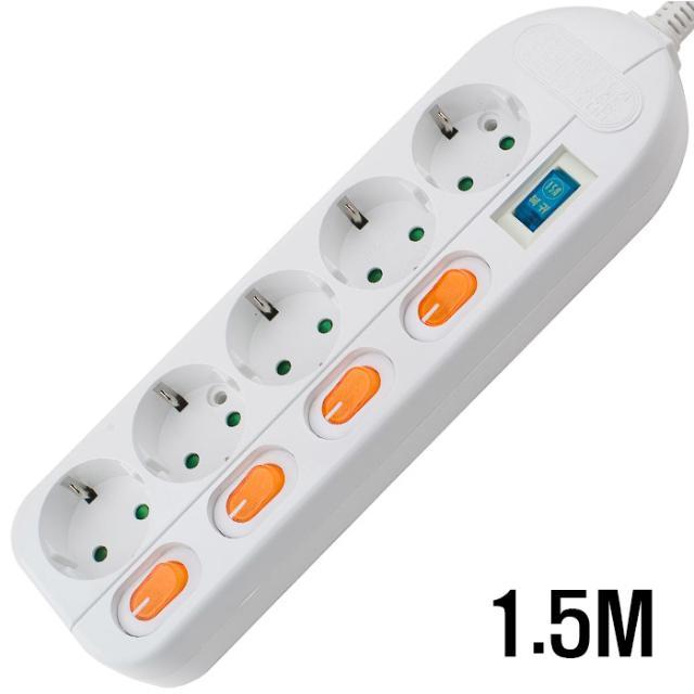 5구 접지 개별 SW WHITE  1.5M