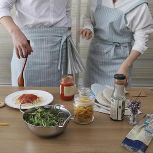 비스크 스트라이프 앞치마 - 블루 허리앞치마