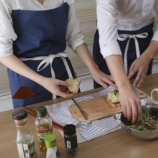 프렌치 린넨 앞치마 - 인디고 어깨앞치마