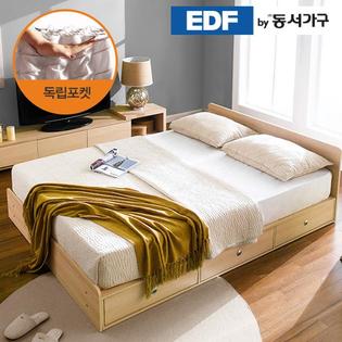 XXXXXX판매종료XXXXXXEDFby동서가구 루젠 깊은서랍 퀸 침대 (독립스프링) DF636028 _메이플화이트 콤비