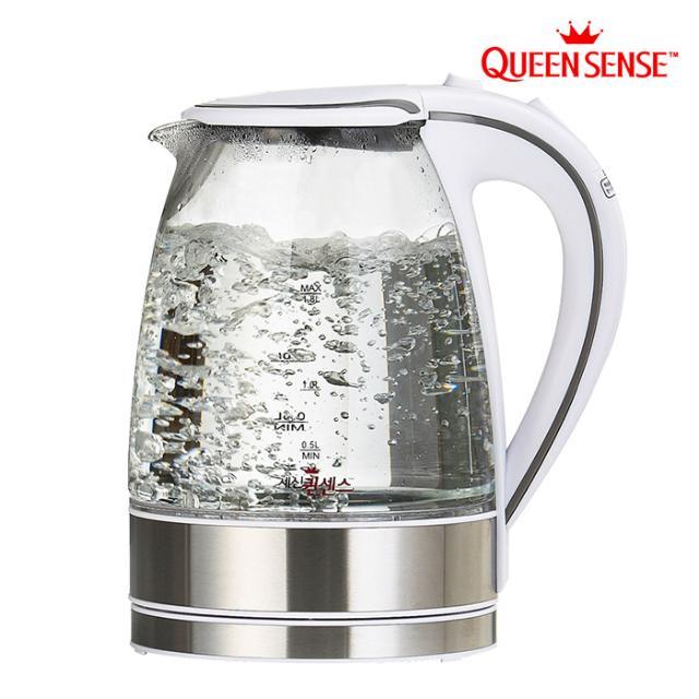 유리 무선 전기주전자 QS-GK18 (1.8L, 화이트)