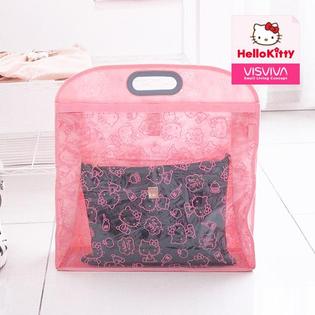 XXX단종XXX헬로키티 밀크 투명창 가방수납 L