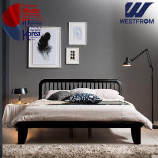 모던마테라) 통원목 평상형 침대(퀸) / 프레임 블랙