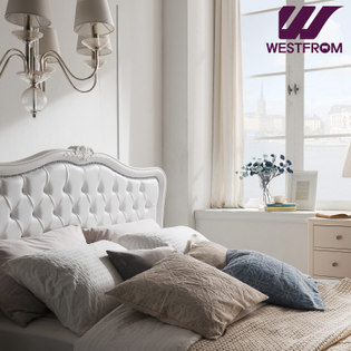 럭셔리앙뜨) 화이트 침대(퀸) 프레임 + 파운데이션(하단) 매트리스(그레이)