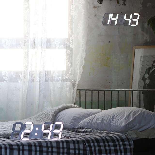 국산 3D LED 벽걸이시계 쿨화이트