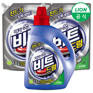 비트 액체세제 3L 용기 1개 + 2L 파우치 2개 (드럼용)