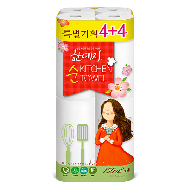 순 천연펄프 키친타올 150매 8롤 1팩
