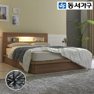  밀레스 LED 평상형 수납침대Q＋본넬(양면) DF908822 _그레이