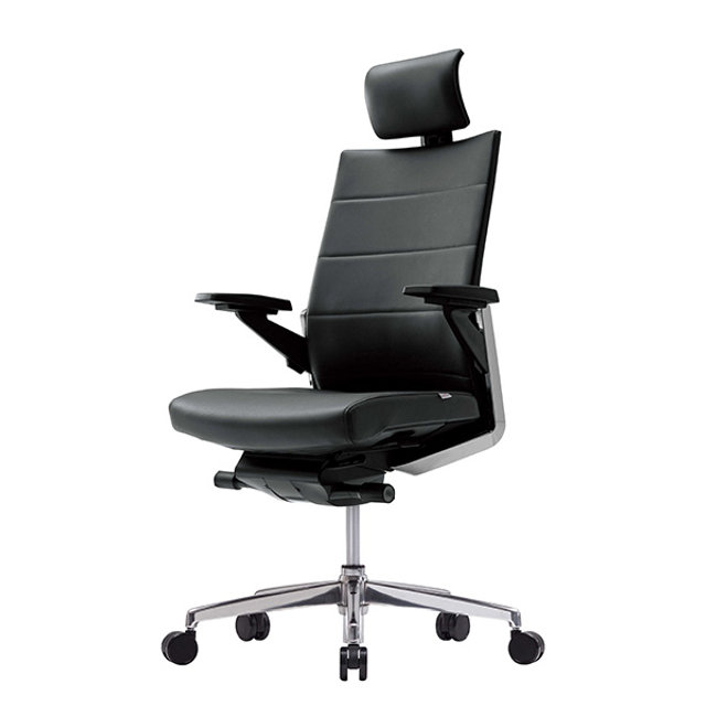 T80 의자(천연가죽, 블랙)