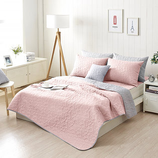 [2개구성] 솔리드 항균 누빔 스프레드 믹스핑크라떼(150X210)