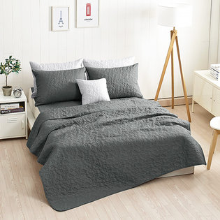 [2개구성] 솔리드 항균 누빔 스프레드 밀키차콜그레이(150X210)