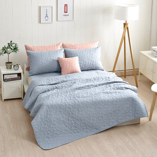 [2개구성] 솔리드 항균 누빔 스프레드 밀키블루(150X210)