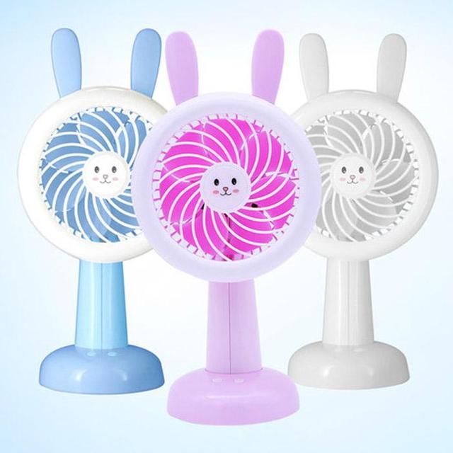 래빗 LED 선풍기 탁상용 핸디 블루