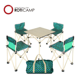 에코체어4개+테이블세트-체크무늬