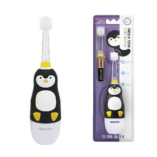 소닉 어린이 LED 음파 진동 전자동칫솔 MB-KS6008P(펭귄) 본품+리필헤드1개+건전지  [LED 플래시 / 타이머 / 방수]