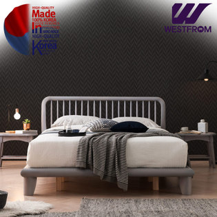 럭셔리마테라) 통원목 평상형 침대(퀸) / 프레임 그레이