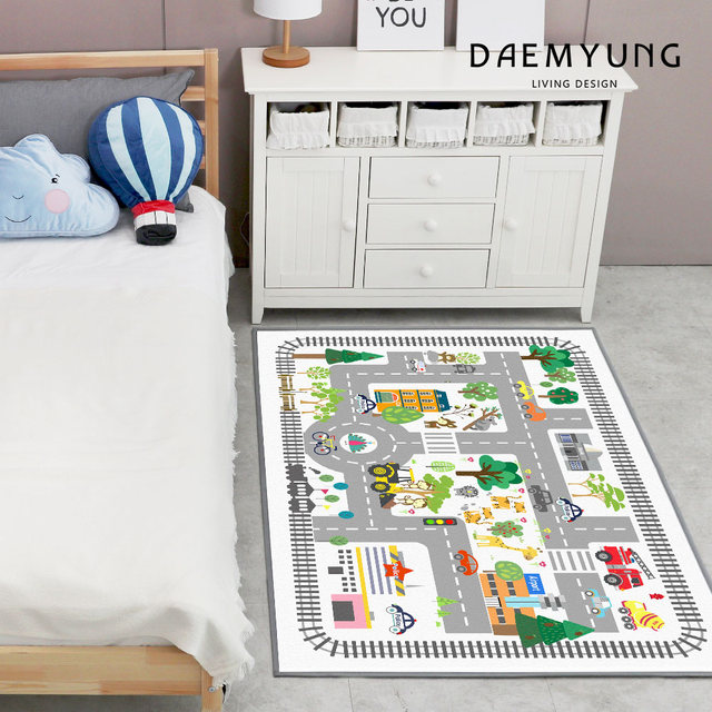 도로 놀이 시티 트레인 뽐므 키즈 DTP 러그 100X150