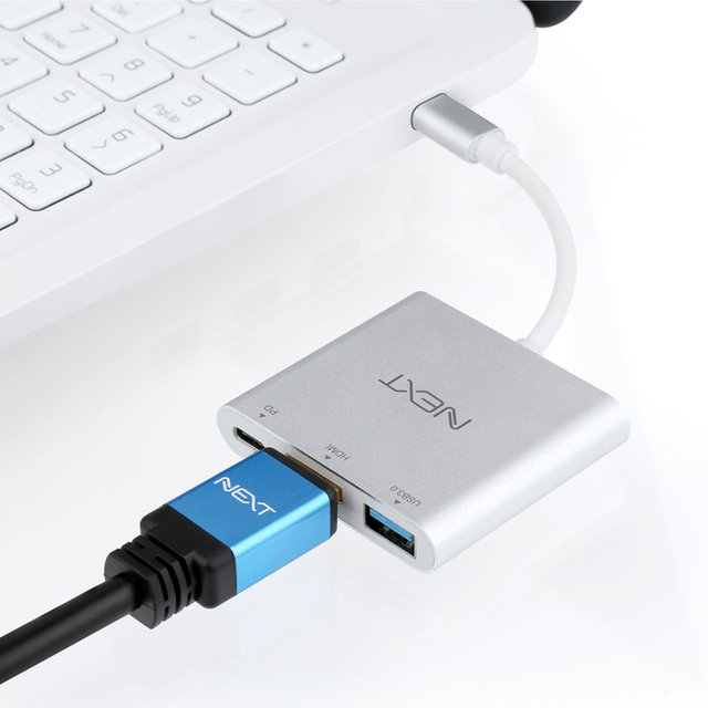3in1 C타입 HDMI/USB3.0/PD 변환 컨버터 NEXT-411TCH