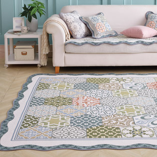 포르테_블루그린 자카드 카페트 점보특대 200x230cm