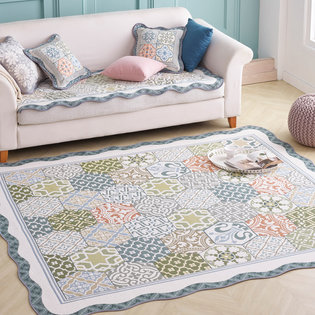 포르테_블루그린 자카드 카페트 대형 150x200cm