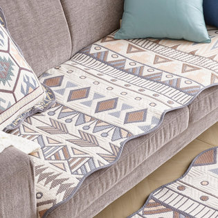 클로이_오렌지 자카드 쇼파매트 4인 65x240cm