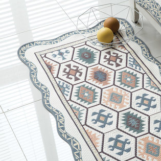 칼로스_블루 자카드 쇼파매트 4인 65x240cm