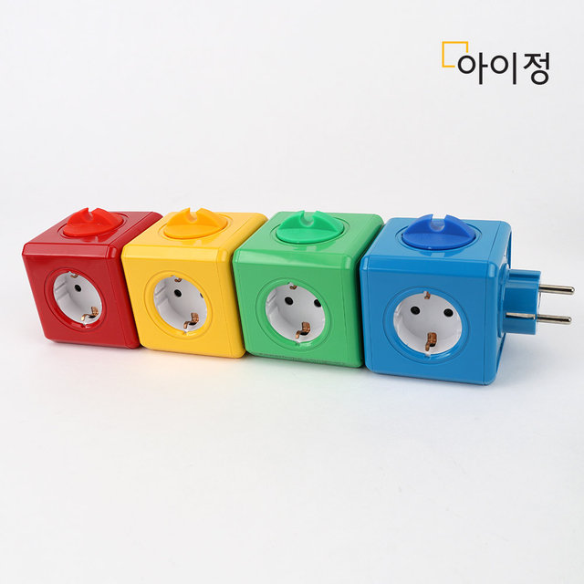 파워큐브 오리지널 올컬러 레드 멀티탭 콘센트