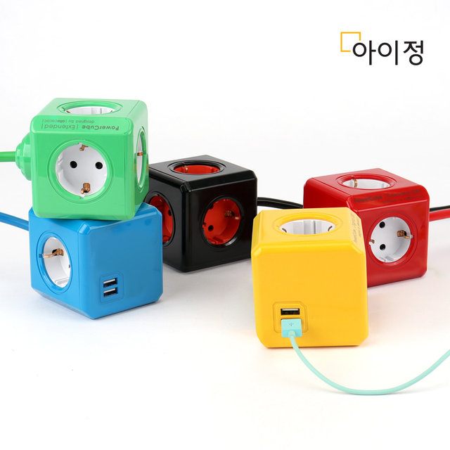 파워큐브 올컬러 USB 4구 1.5M 그린 멀티탭 콘센트