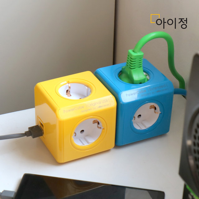 파워큐브 올컬러 USB 4구 1.5M 블루 멀티탭 콘센트