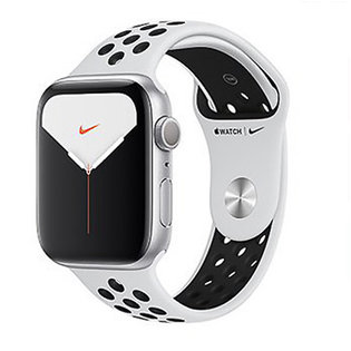 애플워치5 GPS 44mm [실버 알루미늄 케이스, 퓨어 플래티넘 / 블랙 Nike 스포츠 밴드] MX3V2KH/A